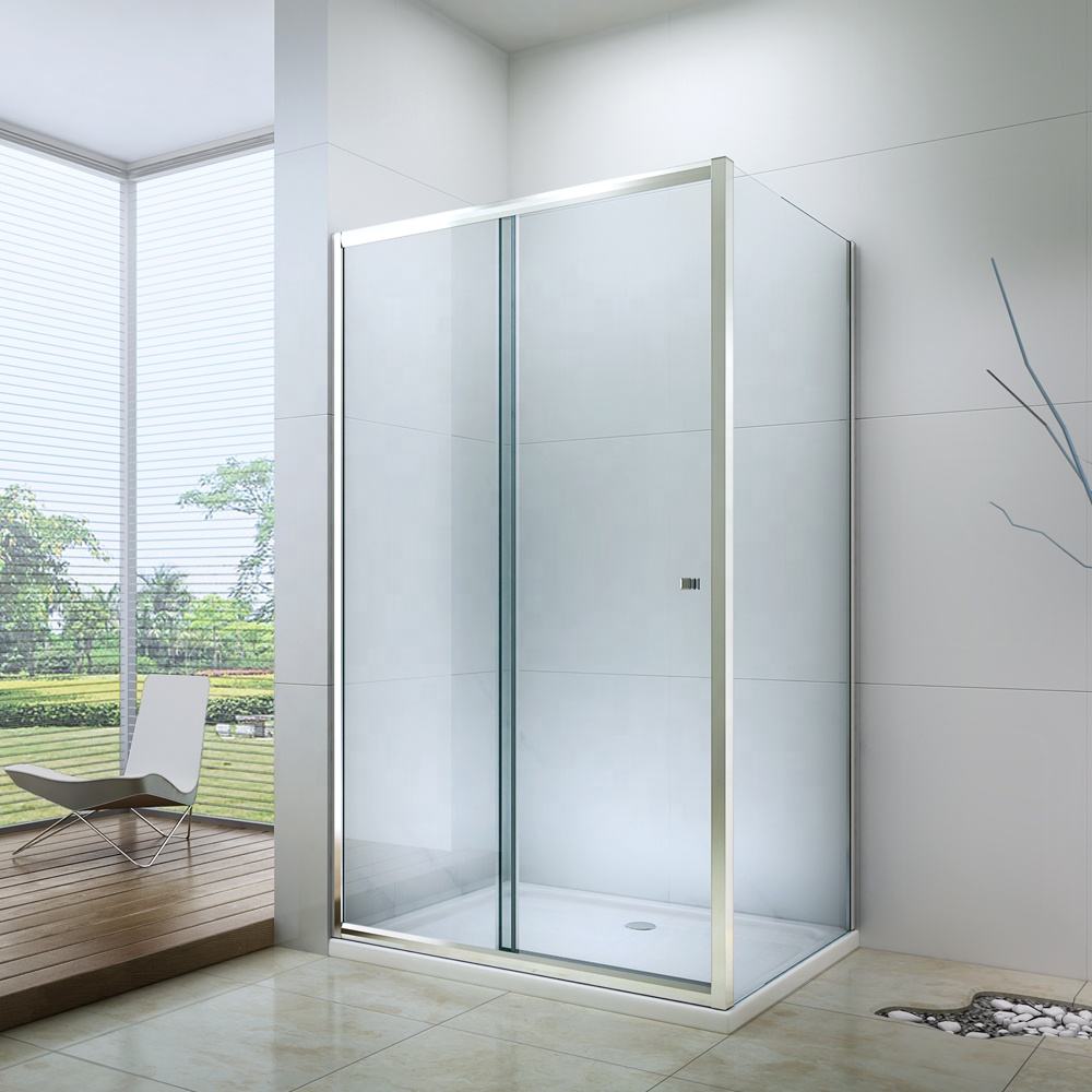 Black Rothnow shower panel with folding shower door, customized size, sleek design, and clear glass for modern bathroom style.