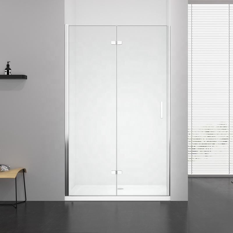 Rothnow® black 900mm x 2200mm folding shower door with double panels, designed for modern shower enclosures.