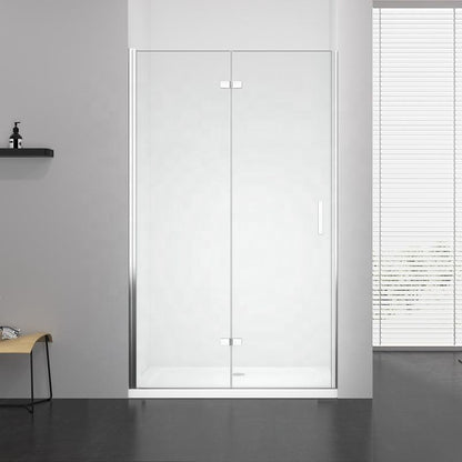 Rothnow® black 900mm x 2200mm folding shower door with double panels, designed for modern shower enclosures.