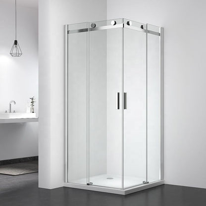 Rothnow® black framed folding shower door panel for shower enclosure, 900mm wide and 2200mm high, sleek and modern design