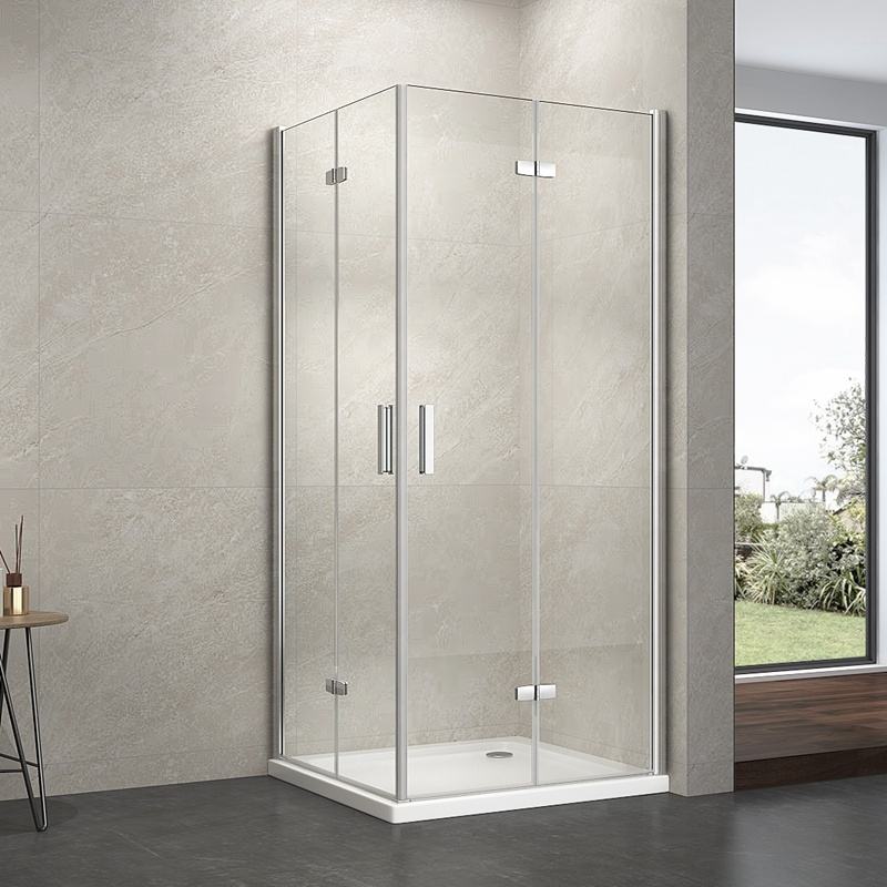 Rothnow® black frameless folding shower door panel, 900mm wide and 2200mm high, for modern shower enclosures.