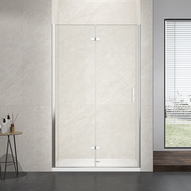 Rothnow® frameless folding shower door panel in black, 900mm x 2200mm, for modern shower enclosure.