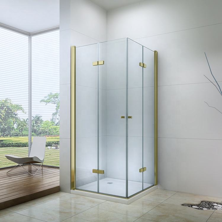 Rothnow frameless black folding shower door panel, 900mm width and 2200mm height, for modern shower enclosure.
