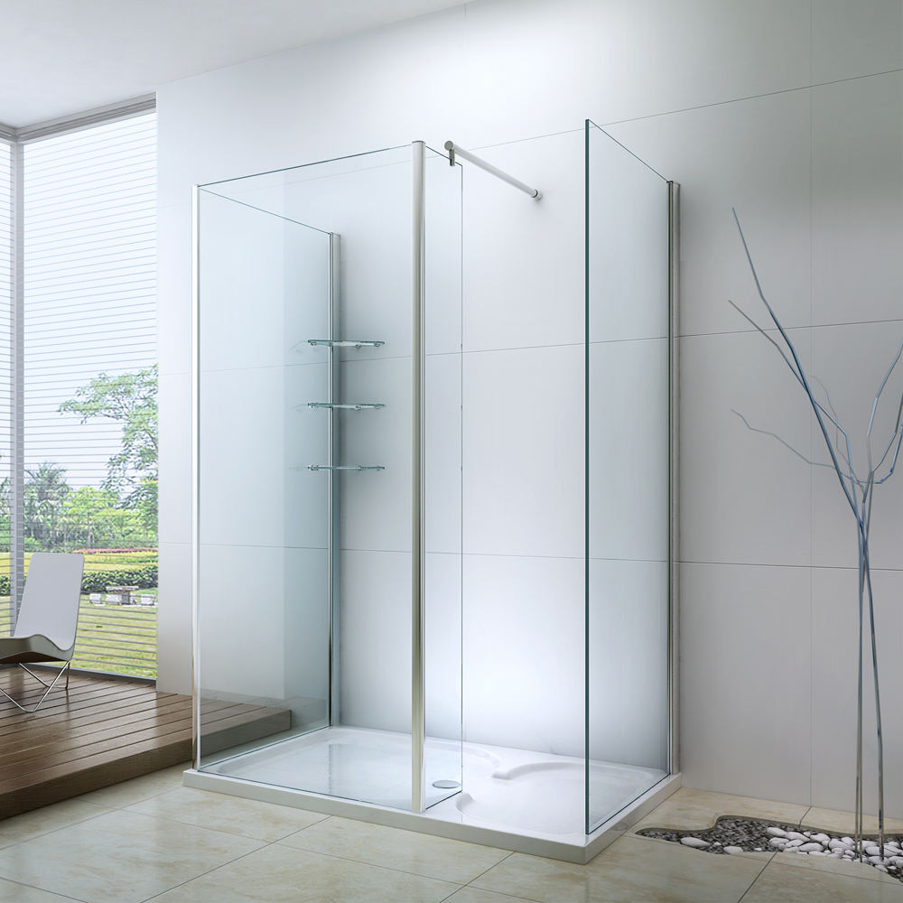 Rothnow® folding shower door with frosted glass, 900mm width, black finish, designed for shower panels and enclosures.