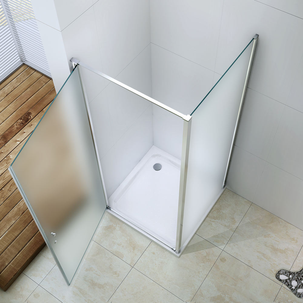 Rothnow® folding L-shaped black shower door for shower panel with 900mm width and 2200mm height, designed for shower enclosures.