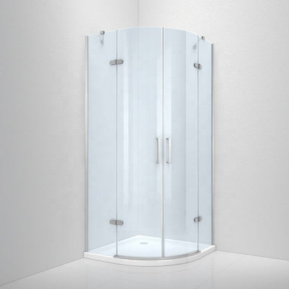 Rothnow® black oversized folding shower door for shower panel, with sleek design and durable construction, installed in a modern bathroom