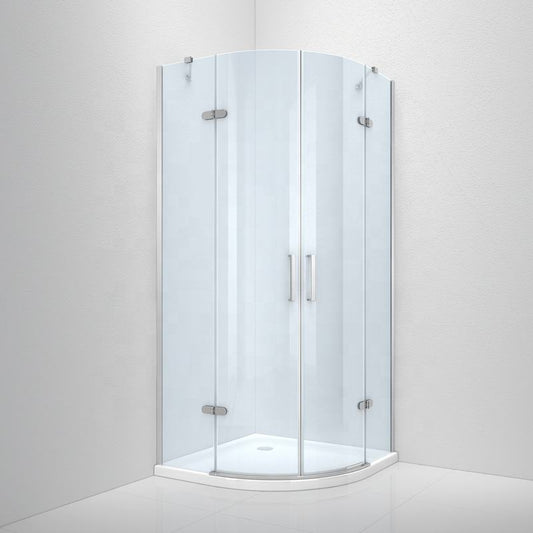 Rothnow® black oversized folding shower door for shower panel, with sleek design and durable construction, installed in a modern bathroom