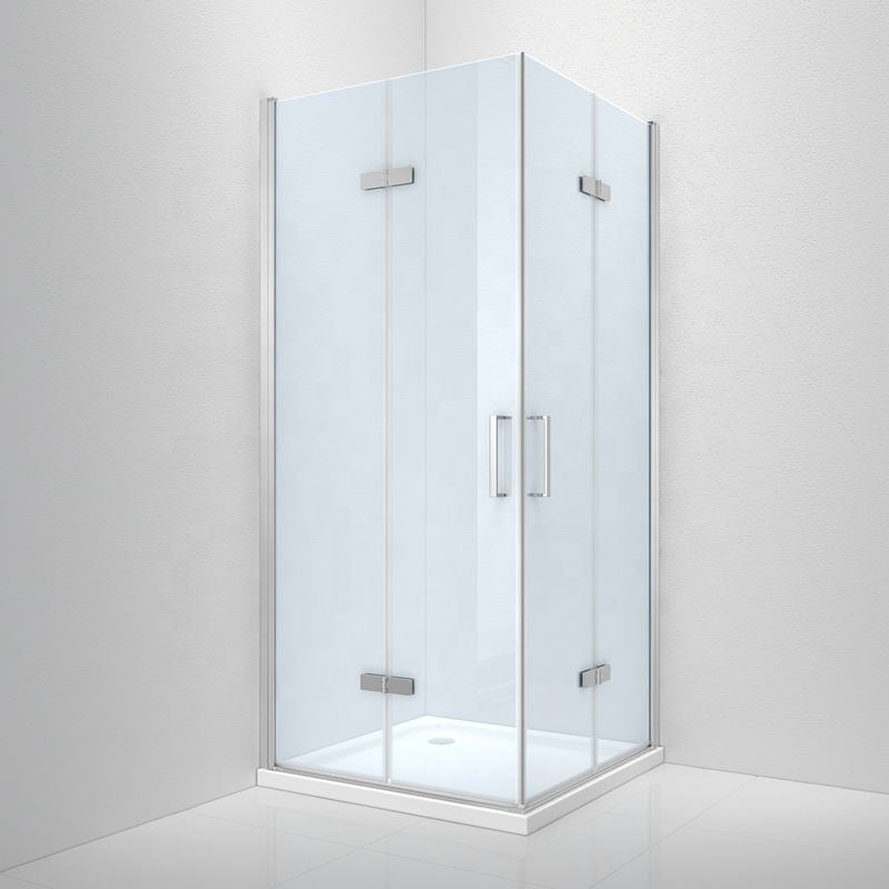 Black Rothnow shower panel folding shower door, oversized 900mm wide by 2200mm tall, with sleek design and clear glass panels.