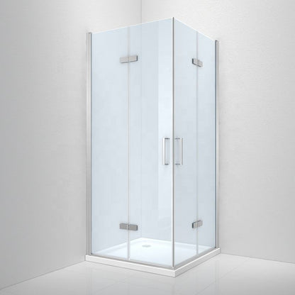 Black Rothnow shower panel folding shower door, oversized 900mm wide by 2200mm tall, with sleek design and clear glass panels.