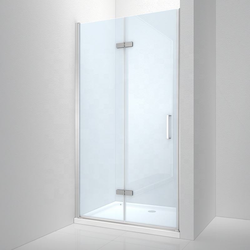Rothnow® black folding shower door, oversized 900mm x 2200mm, installed on a shower panel for a modern bathroom upgrade.