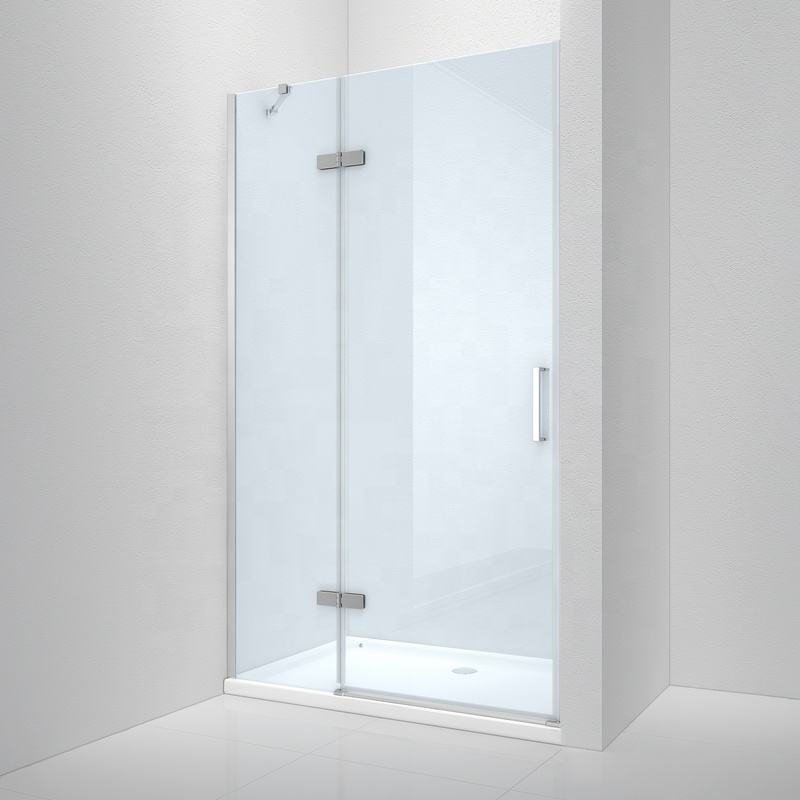 Rothnow® oversized black folding shower door with sleek design, large glass panel, and sturdy frame for modern shower enclosure.