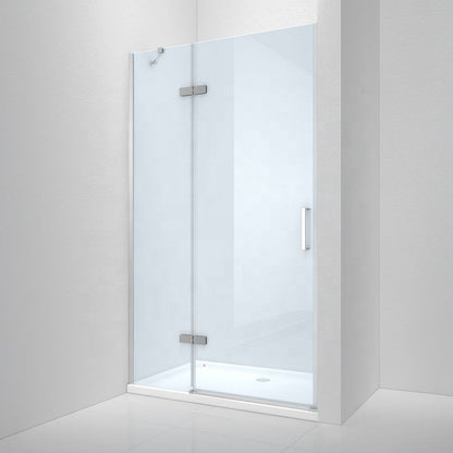 Rothnow® oversized black folding shower door with sleek design, large glass panel, and sturdy frame for modern shower enclosure.