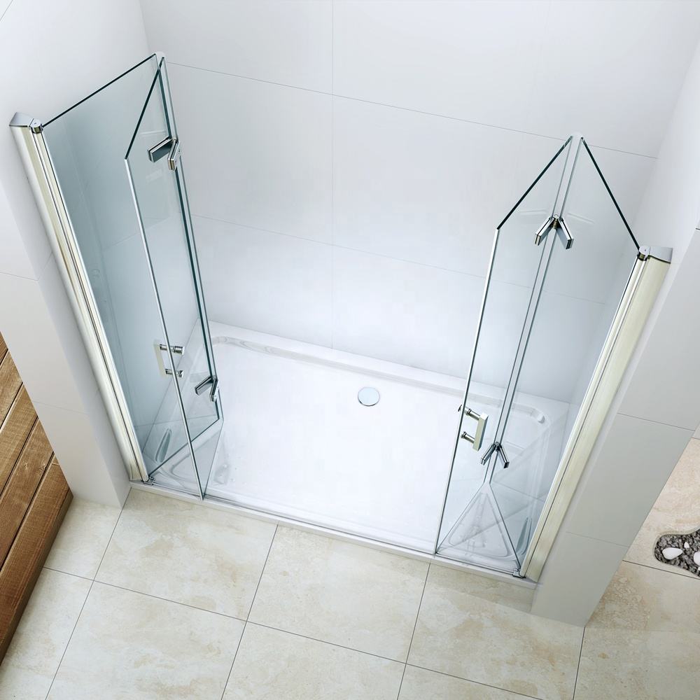 Rothnow® folding shower door with polished profile, black finish, 900mm width, for modern shower panels.