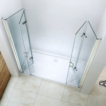 Rothnow® folding shower door with polished profile, black finish, 900mm width, for modern shower panels.
