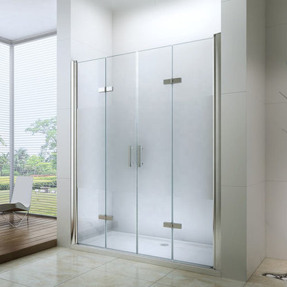 Rothnow® folding shower door with polished profile, black finish, 900mm width, suitable for modern shower panels.