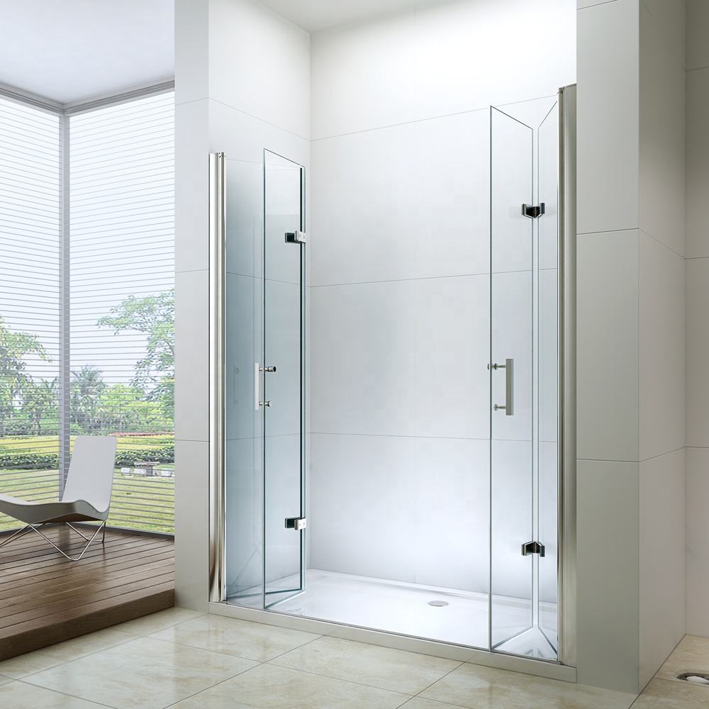 Rothnow® black folding shower door with polished profile, 900mm wide and 2200mm tall, designed for modern shower panels.