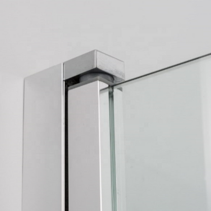 Rothnow® shower panel with black folding shower door and polished profile, 900mm wide, 2200mm high, modern bathroom fixture.
