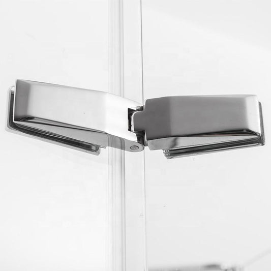 Rothnow® folding shower door with polished profile, black finish, for 900mm wide shower panels, waterproof and modern design.