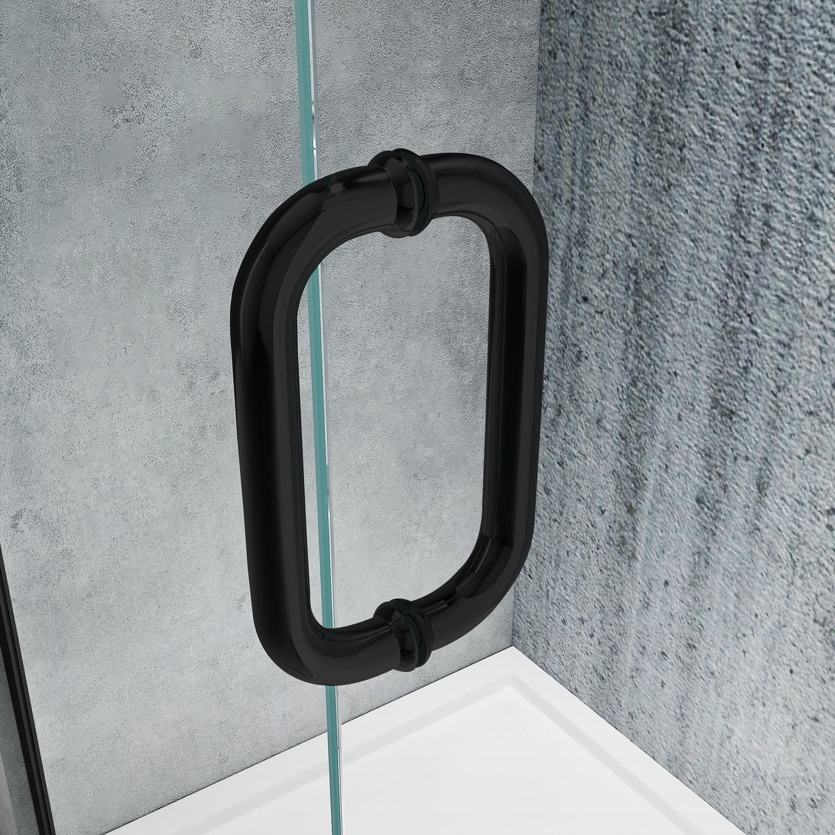Rothnow® black profile hinged shower door with sleek design, 900mm width and 2200mm height, suitable for modern shower enclosures.
