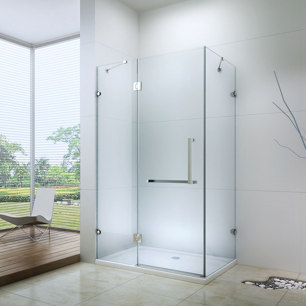 Rothnow® black hinged double shower door panel, 900mm wide by 2200mm high, with sleek modern design for shower enclosure.