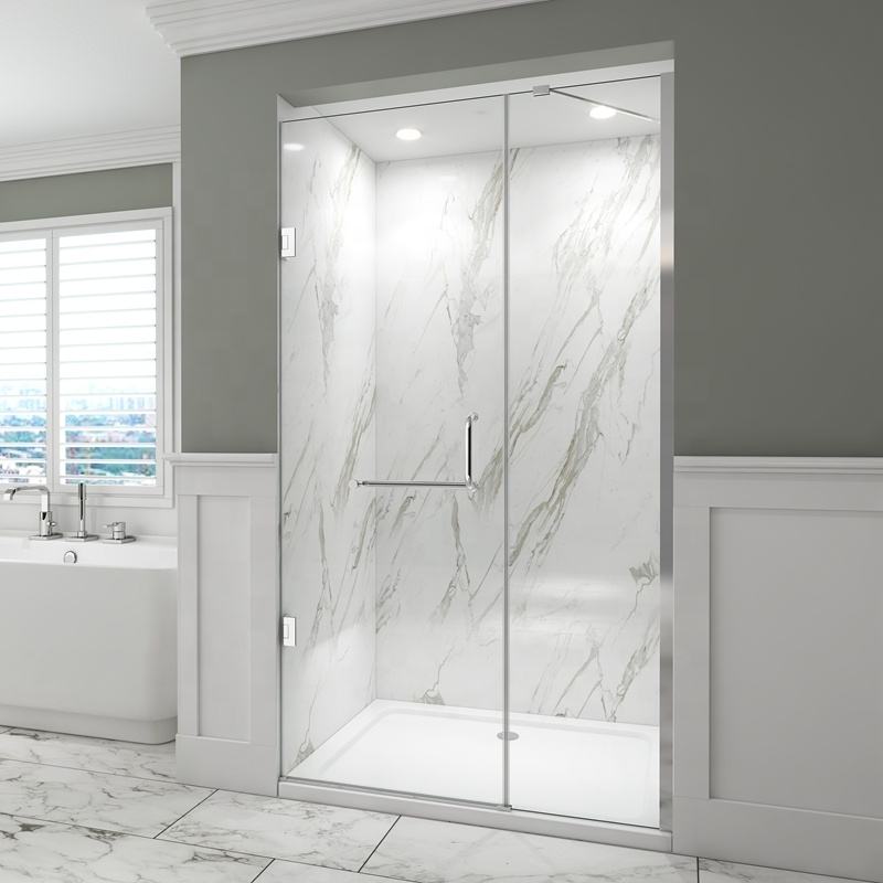 Rothnow® frameless hinged shower door panel in black, 900mm wide and 2200mm high, for modern shower enclosure.