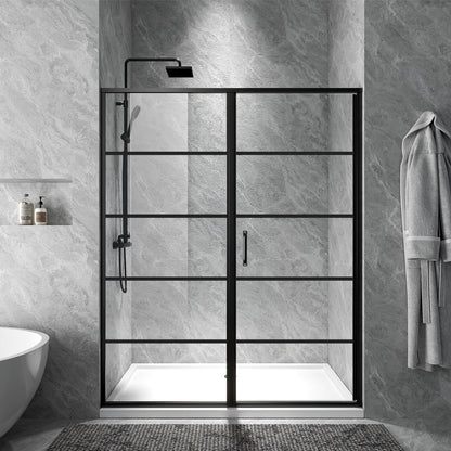 Rothnow® French style hinged shower door in black with 900mm width and 2200mm height, designed for modern shower panels.