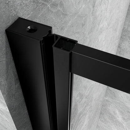Rothnow® French style hinged shower door, black finish, 900mm wide, 2200mm tall, modern shower panel and door design