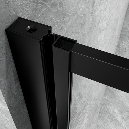 Rothnow® French style hinged shower door, black finish, 900mm wide, 2200mm tall, modern shower panel and door design