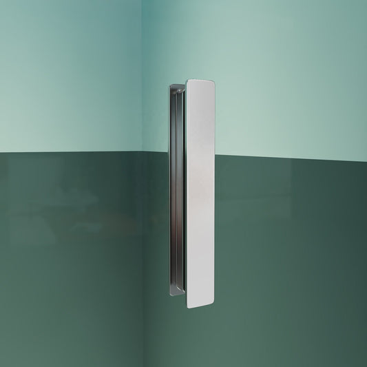 Rothnow® hinged shower door with matte silver profile, 900mm width and 2200mm height, designed for modern bathroom showers.