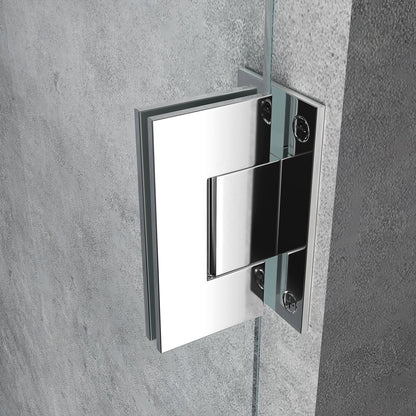 Rothnow® black hinged shower door with mirrored profile, 900mm wide and 2200mm high, for modern bathroom shower enclosure.