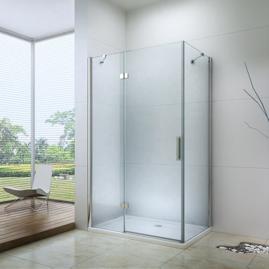 Rothnow® black hinged shower door for shower panel, single door design, 900mm wide and 2200mm high, modern bathroom fixture