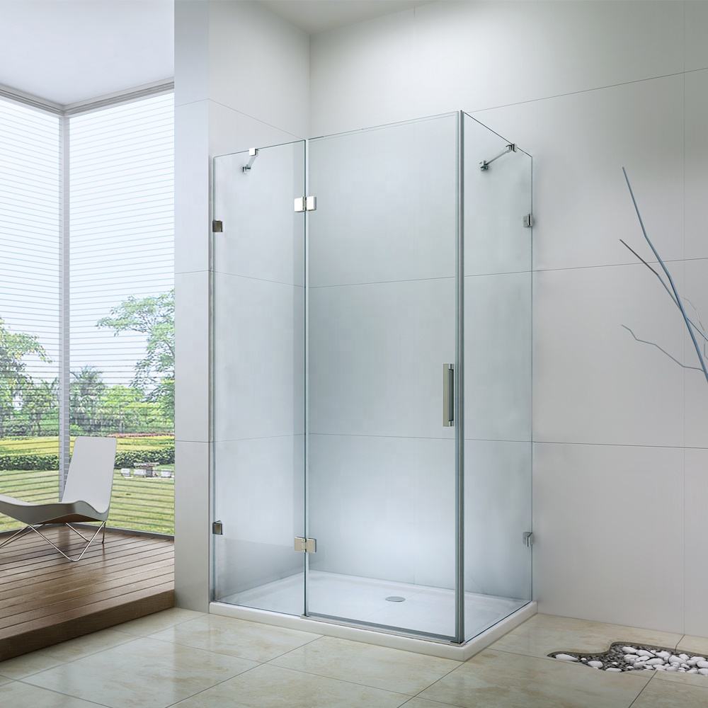 Black Rothnow® hinged shower door with single panel, 900mm width and 2200mm height, for modern shower enclosure.