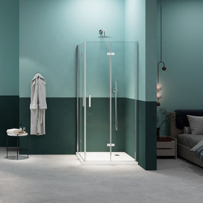 Rothnow® black hinged shower door with frame, 900mm width and 2200mm height, featuring sleek, modern design for shower enclosure.