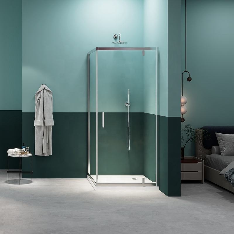 Rothnow® black hinged shower door with frame, 900mm wide and 2200mm high, sleek modern design for shower enclosure.