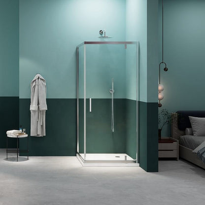 Rothnow® black hinged shower door with frame, 900mm wide and 2200mm high, sleek modern design for shower enclosure.