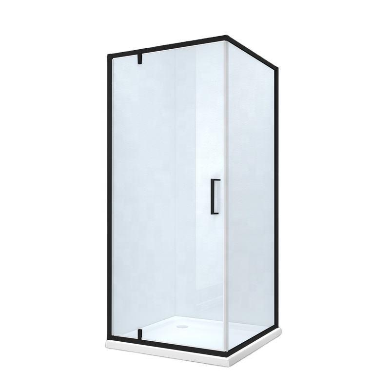 Rothnow black shower panel with pivot shower door, one fixed panel and one pivot door, 900mm width, 2200mm height, modern design