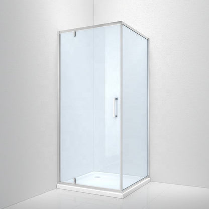 Rothnow® black shower panel with pivot shower door, one fixed panel and one pivot door, for modern bathroom shower enclosure