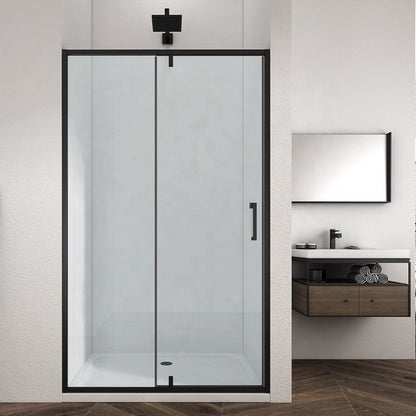 Rothnow® black profile pivot shower door with large 900mm width and 2200mm height for modern shower enclosures.
