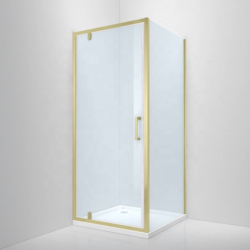 Rothnow® framed glass pivot shower door for shower panel, black finish, 900mm width, 2200mm height, modern design.
