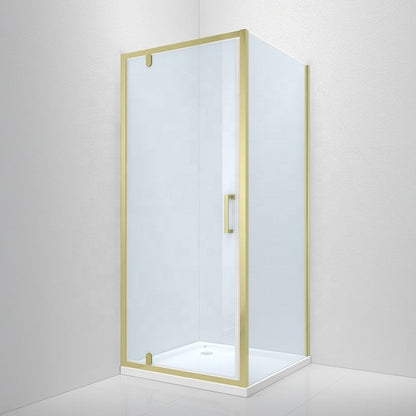 Rothnow® framed glass pivot shower door for shower panel, black finish, 900mm width, 2200mm height, modern design.