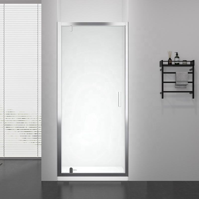 Rothnow® framed glass pivot shower door with black finish, 900mm wide and 2200mm high, for modern shower enclosure.