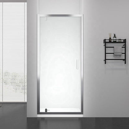 Rothnow® framed glass pivot shower door with black finish, 900mm wide and 2200mm high, for modern shower enclosure.