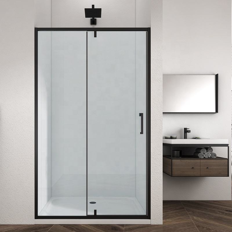 Rothnow® black 900mm x 2200mm shower panel with pivot door, modern one-line layout, suitable for contemporary bathrooms