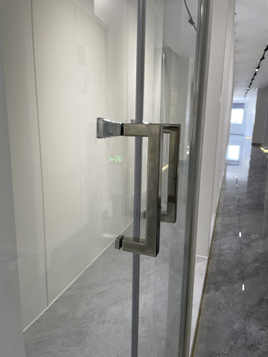 Rothnow® black shower panel with pivot shower door, super slim frame, 900mm width, 2200mm height, modern bathroom fixture.