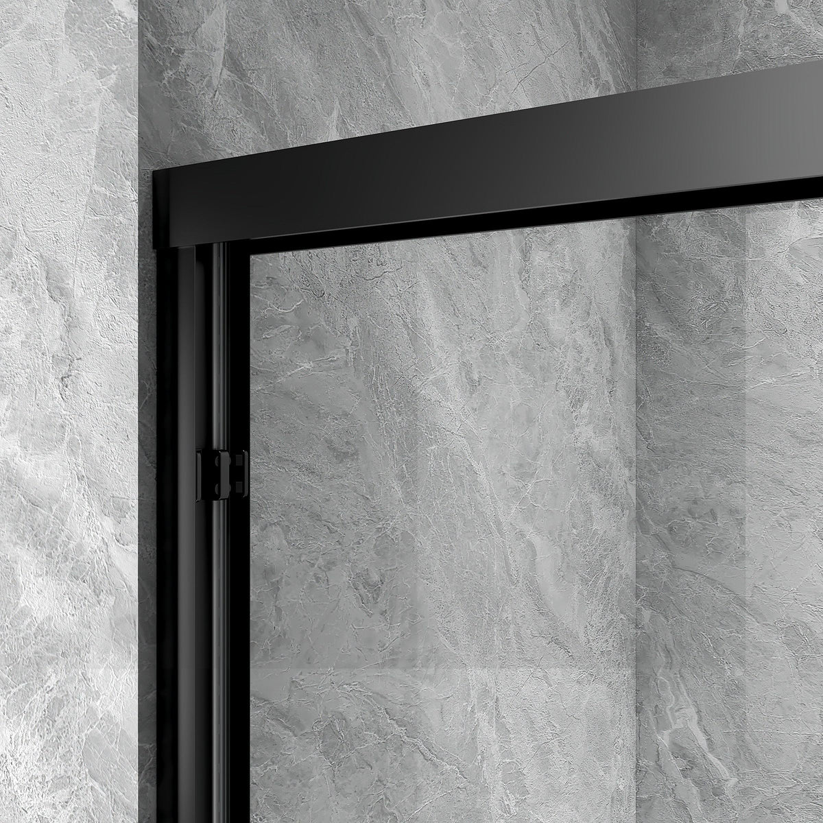 Rothnow® black profile sliding shower door for shower panel, sleek and modern design, visible with glass panels and black frame.