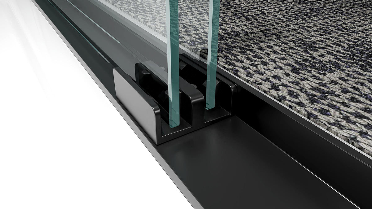 Rothnow® black sliding shower door with sleek profile, 900mm width and modern design for stylish bathroom shower enclosure.