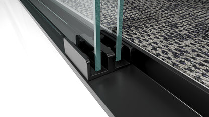 Rothnow® black sliding shower door with sleek profile, 900mm width and modern design for stylish bathroom shower enclosure.