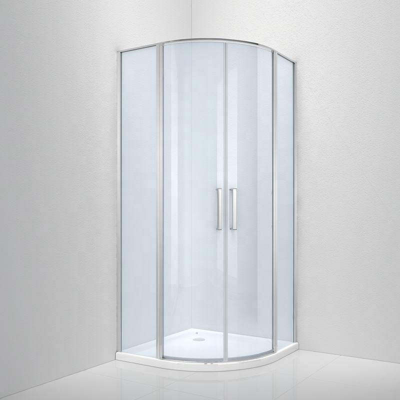 Rothnow® curved glass sliding shower door, black finish, 900mm width, 2200mm height, for modern shower enclosure.