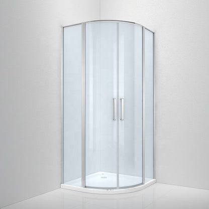 Rothnow® curved glass sliding shower door, black finish, 900mm width, 2200mm height, for modern shower enclosure.