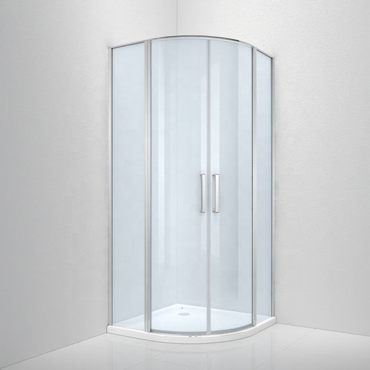 Rothnow® curved glass sliding shower door, black finish, 900mm width, 2200mm height, for modern shower enclosure.